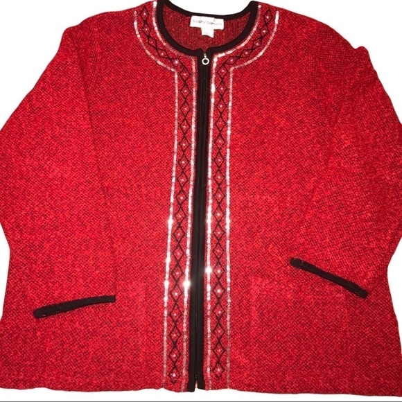 Cathy Daniels Zip Front Sweater/Jacket 1X P6 - Picture 1 of 5